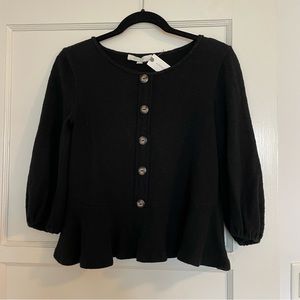 NWT Anthropologie Black Peplum Top (Size S)